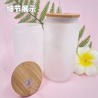 12oz 16oz 25oz Juice Glass Cup With Straw en Bamboedeksel