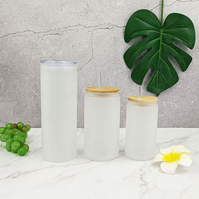 12oz 16oz 25oz Juice Glass Cup With Straw en Bamboedeksel