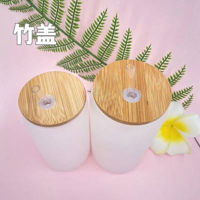 12oz 16oz 25oz Juice Glass Cup With Straw en Bamboedeksel
