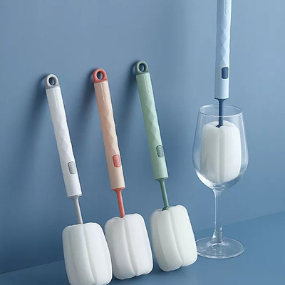 De verwijderbare Lange Flesseborstel Schoner Diamond Shaped van de Handvat Schoonmakende Spons