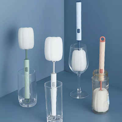 De verwijderbare Lange Flesseborstel Schoner Diamond Shaped van de Handvat Schoonmakende Spons