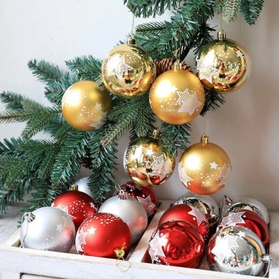 Plastiek Geschilderde Halloween-Bal 6cm van Kerstmisornamenten 8cm Gouden Rood Zilver