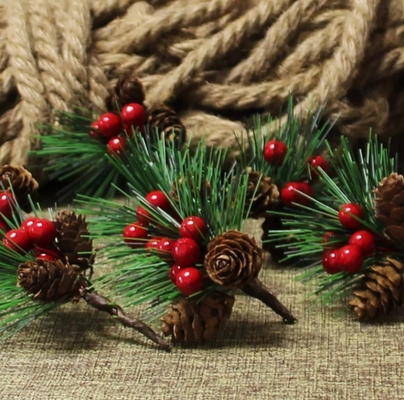 Naalden van de het Fruit Kunstmatige Pijnboom van pvc de Rode voor Mini Christmas Tree Ornaments
