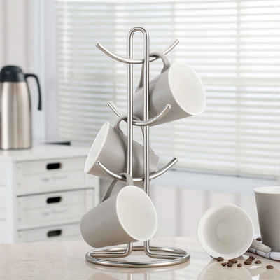 Oem van de de Mokboom van de Roestvrij staalkoffie de Houders Droger Rek met 6 Haken