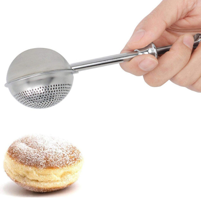 het Roestvrije staalhouseware van het bakkerijhulpmiddel de Schudbeker van het Bloemstofdoek