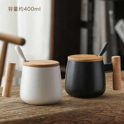 OEM Mok van de Theekoppen van het Huisbureau 400ml de Ceramische met Deksel en Lepel