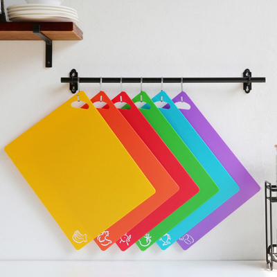 4 vastgestelde Houseware Plastic Producten Flexibele Scherpe Raad Mats With Food Icons