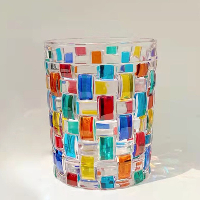 Ins Stijl Kleurrijk Mozaïek Crystal Glass Cup Mug voor Espressowhisky 270ml