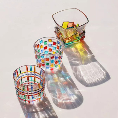 Ins Stijl Kleurrijk Mozaïek Crystal Glass Cup Mug voor Espressowhisky 270ml