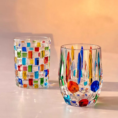 Ins Stijl Kleurrijk Mozaïek Crystal Glass Cup Mug voor Espressowhisky 270ml