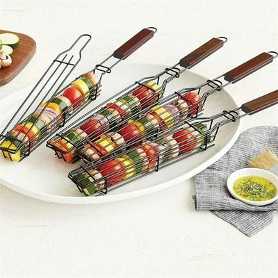 Nonstick Houten Kebab die van de de Grillmand van de Handvatbarbecue Manden roosteren