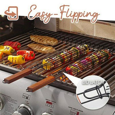 Nonstick Houten Kebab die van de de Grillmand van de Handvatbarbecue Manden roosteren
