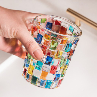 Ins Stijl Kleurrijk Mozaïek Crystal Glass Cup Mug voor Espressowhisky 270ml