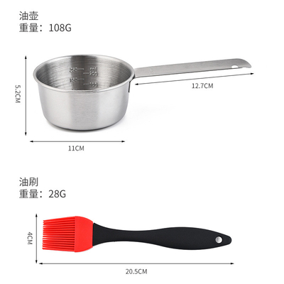 Van de de Sauspot van de roestvrij staalbarbecue de steelpansilicone het Bedruipen Borstelreeks