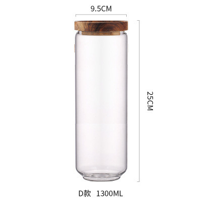 van het het Glasvoedsel van 700ml 1000ml 1300ml de Opslagcontainer met Luchtdicht houten Deksel