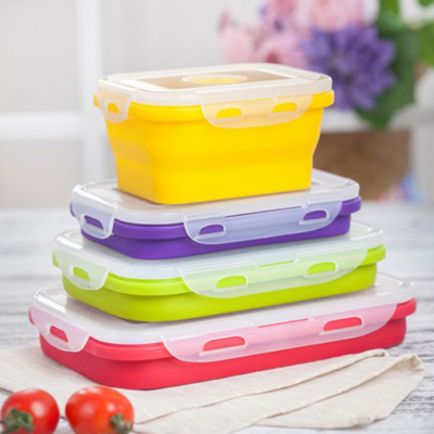 Kiezelzuurgel die de Multidoos Microwavable Bento Box Set vouwen van de Compartimentenlunch 4 Stukken