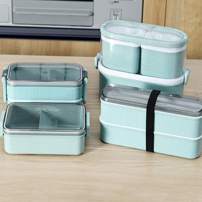 Duurzame de Doos Japanse Stijl van Tarwestraw plastic multi compartment lunch