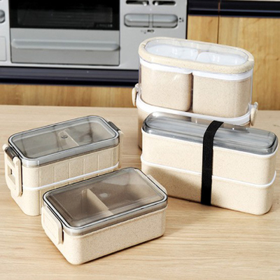 Duurzame de Doos Japanse Stijl van Tarwestraw plastic multi compartment lunch