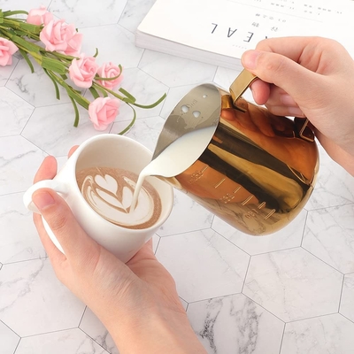 Gouden Roestvrij staal Essentiële Barista Tools Coffee Picher 350ml /12oz