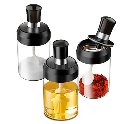 de Kruiken van keukensugar salt spice storage containers met Lepel