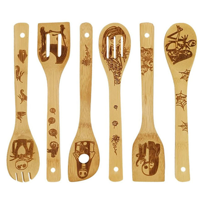 6pcs geschilderde Kerstmis Houten die Lepels voor Keukendecor worden geplaatst