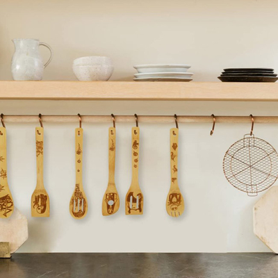 6pcs geschilderde Kerstmis Houten die Lepels voor Keukendecor worden geplaatst