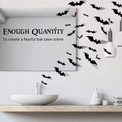 12pcs Kerstmis van pvc Halloween siert 3D Stickers Zwarte Knuppels voor Muurdecor