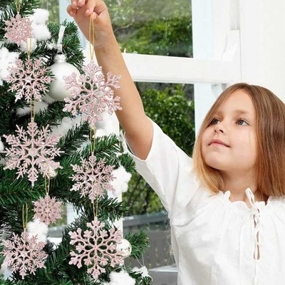 36pcs het plastiek schittert Witte Sneeuwvlokornamenten voor Kerstmis