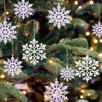 36pcs het plastiek schittert Witte Sneeuwvlokornamenten voor Kerstmis