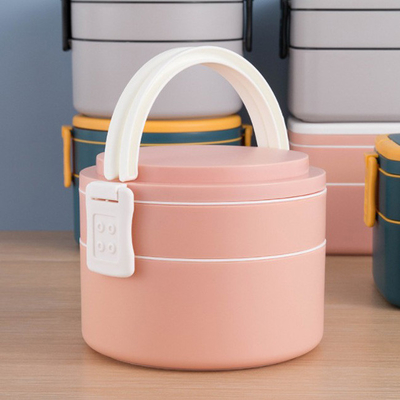 Dubbele de Lunchdoos Bento With Spoon 1000ml 1400ml van het Laag Plastic Multicompartiment