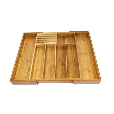 Uitzetbare van de het Tafelzilverlade van het Bamboekeukengerei het Bestekorganisator Tray