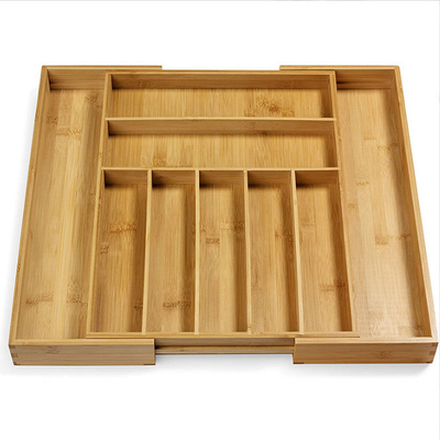 Uitzetbare van de het Tafelzilverlade van het Bamboekeukengerei het Bestekorganisator Tray
