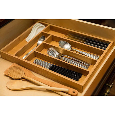 De regelbare Organisator Divider van Tray Bamboo Kitchen Utensil Drawer van de Bestekopslag