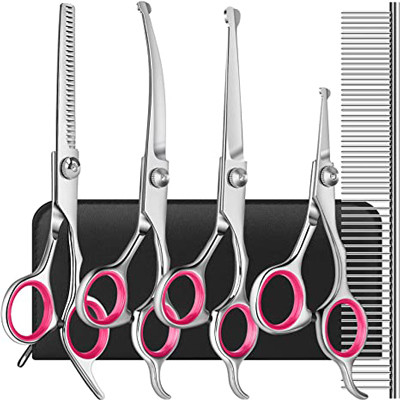 6 in 1 Roestvrij staalhond het Verzorgen Schaar Kit With Safety Round Tips