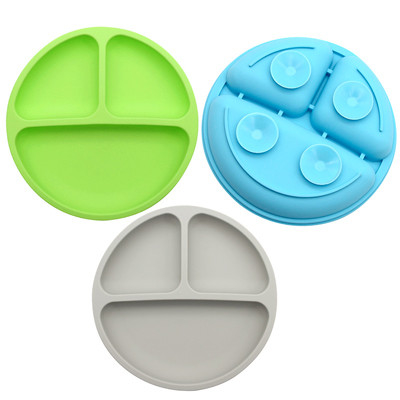 Food Grade Multicolor Baby Siliconen Borden Met Zuigkracht En Deksels
