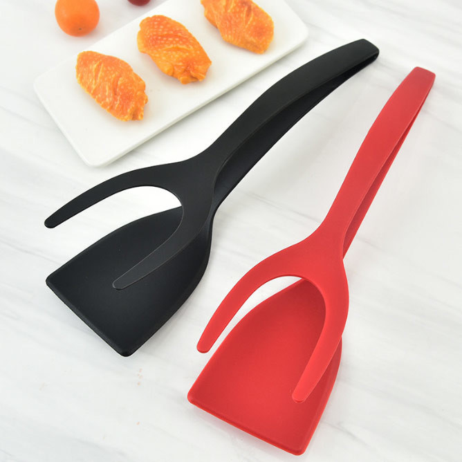 Fried Egg Double Spatula Bread-Barbecue 2 in 1 Greep Flip Tongs Pp Material