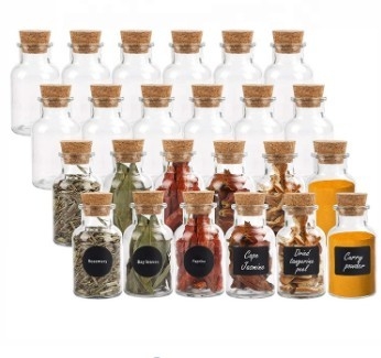 5oz keuken die Lege Kruidkruiken met Cork Lids And Labels kruiden