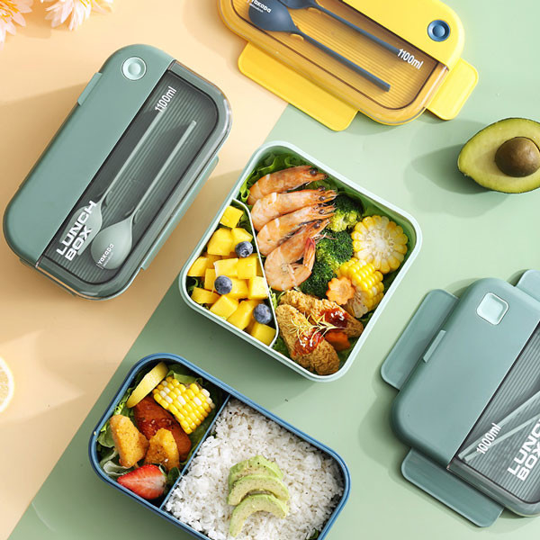 de Rechthoekpp Eco Vriendschappelijke Bento Box Airtight Lunch Box Brandkast van 1L 2L 3L voor Microgolf