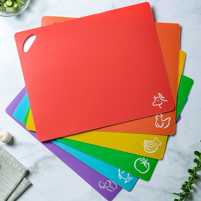 4 vastgestelde Houseware Plastic Producten Flexibele Scherpe Raad Mats With Food Icons