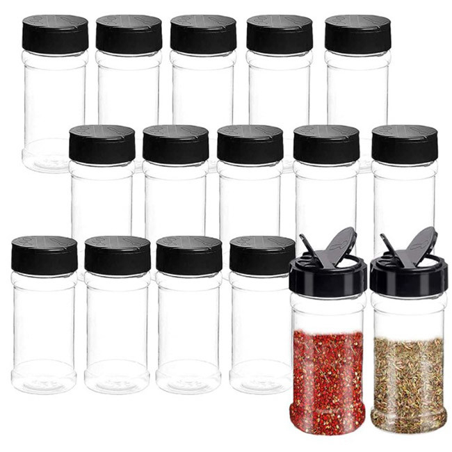 Bulk van het Kruidkruiken van 3,5 Oz Plastic Plastic het Kruidenflessen met Zwarte Schroefdeksels