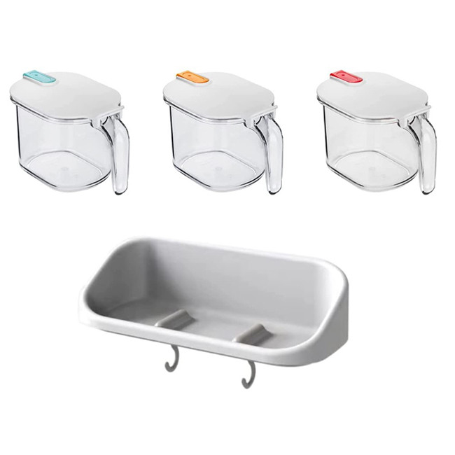 3pcs 4 Oz ontruimen de Plastic Massa van de Containerskruiken van de Kruidopslag met Dekking en Lepel